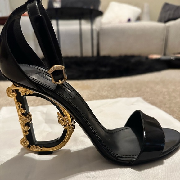 Dolce Gabbana D&G Black Sandal Heels Patent Leather - Picture 3 of 9